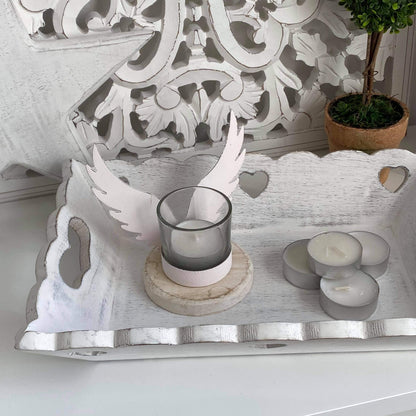 Angel wing tea light holder